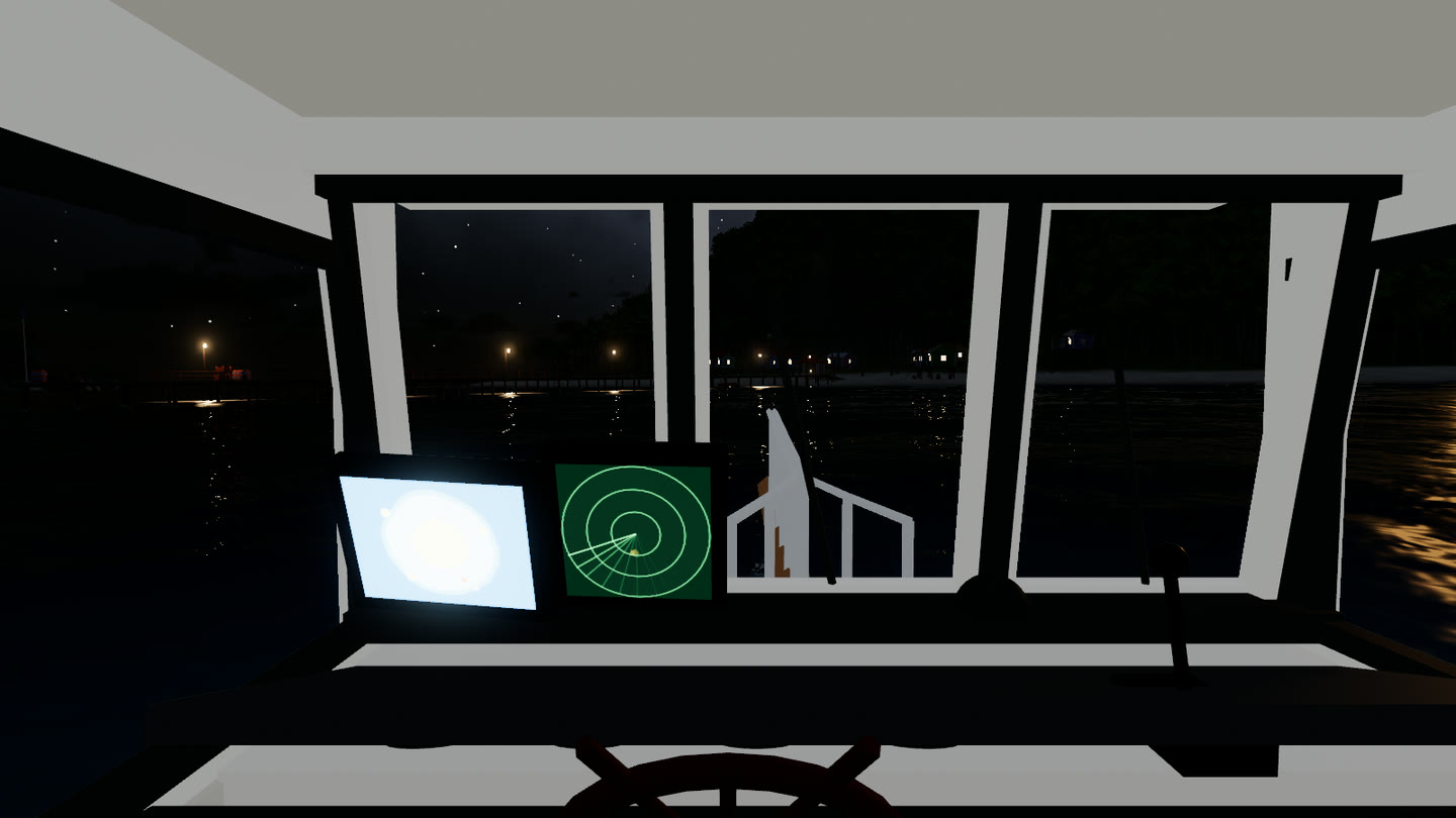 The cockpit at 20:48, lit by the cabin light and the screens
